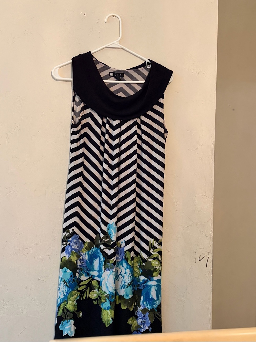 Carole Little Black and Light Pink Chevron Shift Dress